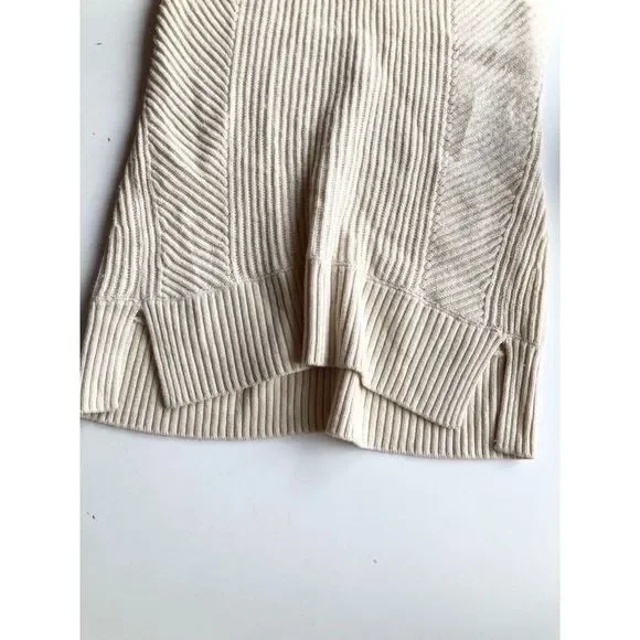 VINCE Ivory Cream Wool Cashmere Rib Knit Sleeveless Turtleneck Sweater, Size S - Picture 9 of 13